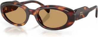 Miu Miu Eyewear MUC01S Tortoiseshell Oval Sunglasses