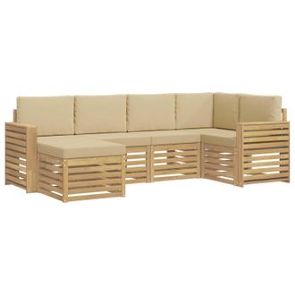vidaXL Conjunto De Sof&aacute;s De Exterior 6 Uds. Y Beige Poli&eacute;ster Vidaxl