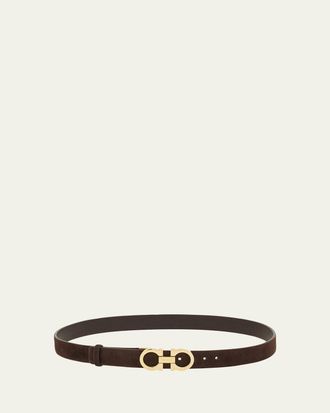 Ferragamo Donna Suede Double Gancini Belt