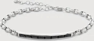 Monica Vinader Sterling Silver Mini Baguette Gemstone Chain Bracelet Black Spinel