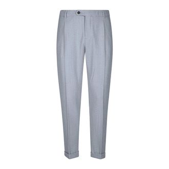 Eleventy Broeken, Heren, Blauw, W34, Wol, Pantalone Pences Elasticato