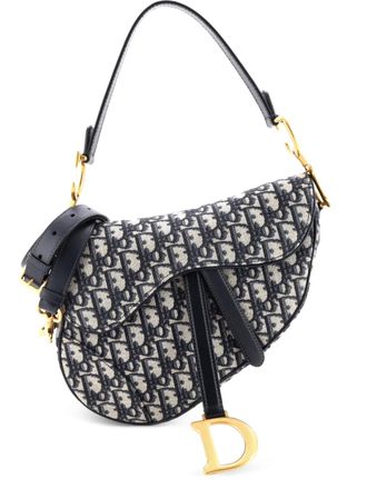 Dior Saddle Handbag with Strap Oblique Canvas Medium shoulder bag - Blue