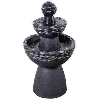 Teamson Home Teamson Home Fuente Zen 3 Niveles Con Flujo Continuo Y Acabado Piedra Gris Para Jard&iacute;n O Terraza