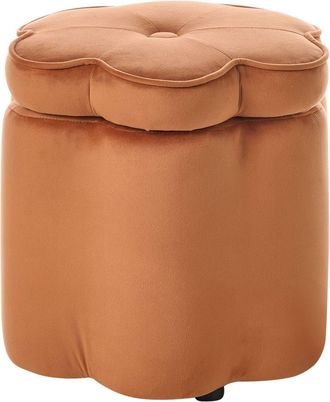 Beliani Pouf Con Vano Portaoggetti Rivestito In Velluto Arancione Flower