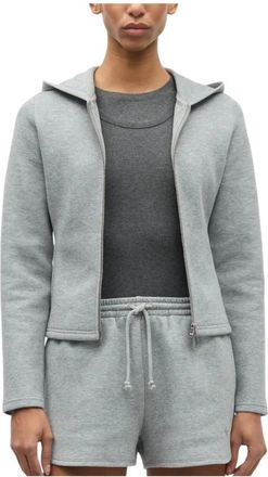 Sams&oslash;e & Sams&oslash;e Hoodies & sweatvesten, Dames, Grijs, XL, Katoen, Saalice Zip Hoodie 15921