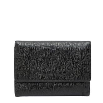 Chanel Black Grained Calfskin Wallet (Tri-Fold) (Pre-Owned)