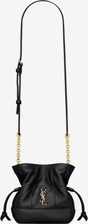 Saint Laurent Womens Mini Pochette Jamie Leather Black Shoulder Bags