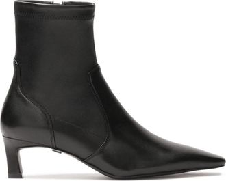 Kazar Zwarte laarzen met verlengde neus - Dames - Laarzen met Hak - Zwart - 39 EU - Leer - Schoenen