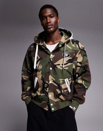 Aape By A Bathing Ape Aape by A Bathing Ape - Felpa con cappuccio, bottoni e stampa mimetica-Multicolore