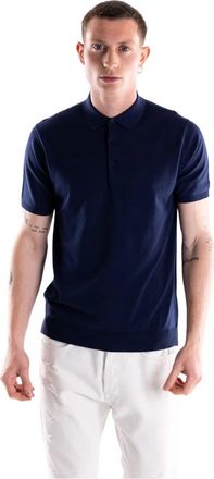 People of Shibuya Nito Knit Polo - Heren - Polos - Blauw - L - Katoen - Tops
