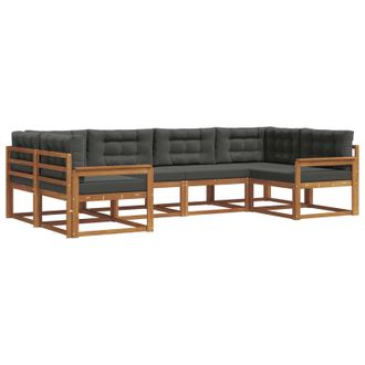 vidaXL Conjunto De Sof&aacute;s De Exterior 6 Pcs Natural Y Antracita Vidaxl