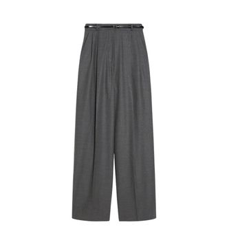 Sportmax Dames, Broeken, Grijs, Maat: M Wol