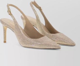 Stuart Weitzman lace slingback pumps pointed toe stiletto
