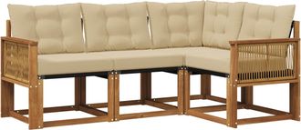 vidaXL Conjunto De Sof&aacute;s De Exterior 4 Uds. Natural Y Beige Vidaxl