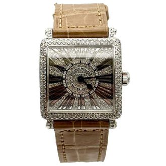 Franck Muller Master Square Quartz Diamond Ladies Watch 6002 S QZ R D CD-TAN