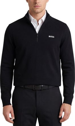 HUGO BOSS Half zip trui Boss Green Momentum-X normale fit zwart