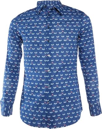 Etro flamingo cotton shirt - Blue