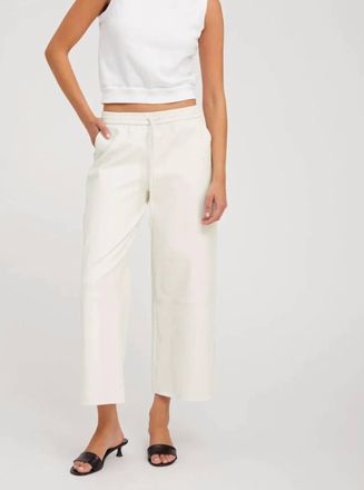 SPRWMN Cropped Track Pants In White Leather