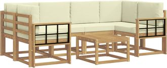 vidaXL Conjunto De Sof&aacute;s De Exterior 7 Uds. Blanco Y Crema Vidaxl