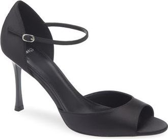 Mango Satin Stiletto Sandal in Black at Nordstrom, Size 6.5Us