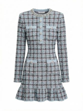 Self Portrait Check Knit Mini Dress