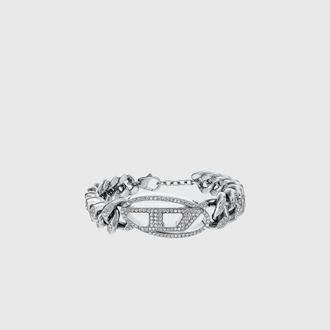 Diesel Stainless steel Oval D glitz chain bracelet - Bracelets - Unisex - Silver
