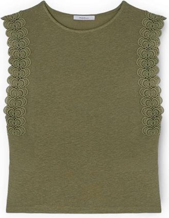 Motivi T-Shirts - Dames - Tops zonder mouwen - Groen - L - Linnen - Tops