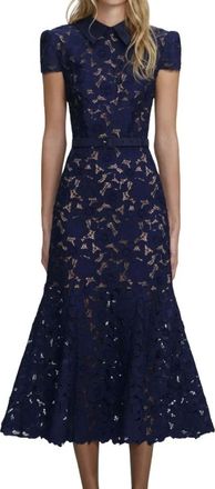 Self Portrait Midi Dresses, female, Blue, XS, Tailored Lace Midi Dress