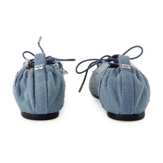 Ganni Womens Eyelet Cotton Ballerina Blue