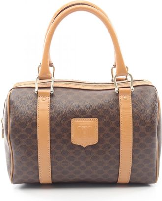 Celine Brown Coated Canvas Leather Handbag Tote Bag (Pre-Owned)
