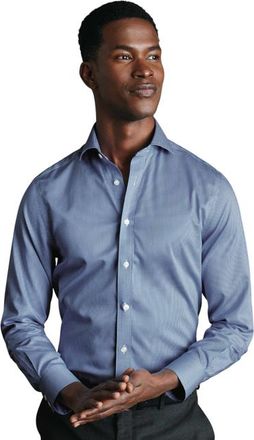 CHARLES TYRWHITT Non-Iron Puppytooth Cutaway Collar Shirt in Royal Blue at Nordstrom, Size 15.5 - 34