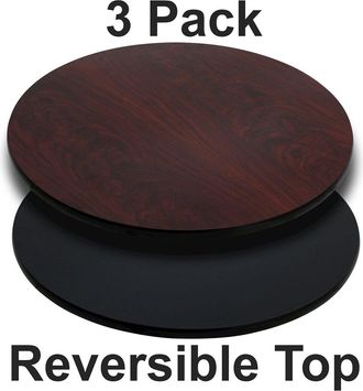 Flash Furniture 3 Pk. 30 Round Table Top with Black or Mahogany Reversible Laminate Top