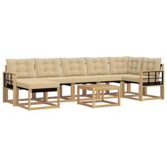 vidaXL Conjunto De Sof&aacute;s De Exterior Con Coj&iacute;n 8 Pcs Y Beige Vidaxl