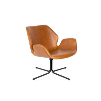 Zuiver Sillón giratorio de polipiel vintage marrón