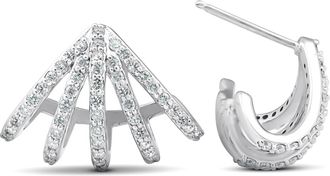 Pompeii3 1 Ct Diamond Burst Studs Womens Huggie Earrings 14k White Gold Lab Grown