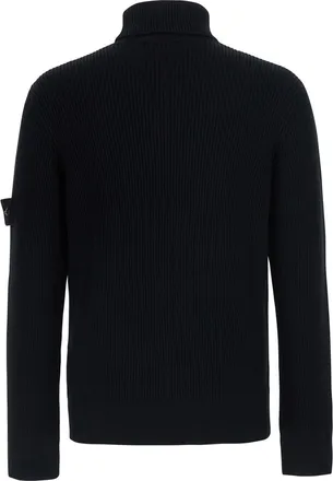 Stone Island Mens Sweater High-Collar Wool Black Tops Top