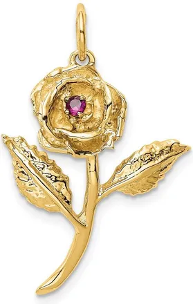 Diamond2Deal 10k Yellow Gold Cubic Zirconia Rose Charm