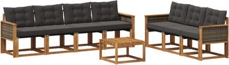 vidaXL Conjunto De Sof&aacute;s De Exterior 8 Uds. Natural Y Negro Vidaxl