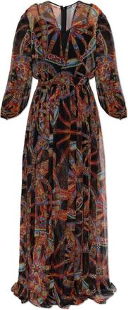 Dolce & Gabbana Zijden Jurk met Carretto Print - Dames - Maxi kleedjes - Zwart - XS - Kleedjes