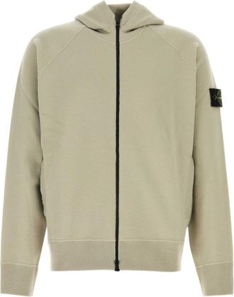 Stone Island Beige Solid Zip Up Hoodie