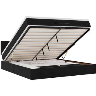 vidaXL Vidaxl - Estructura De Cama Otomana Con Colch&oacute;n Negro 180x200cm