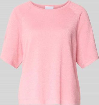 Comma Strickshirt mit Rundhalsausschnitt in Pink, Gr&ouml;&szlig;e XL
