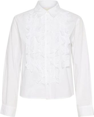 Part Two Witte Ruches Blouse - Dames - Overhemden - Wit - 2XL - Katoen - Overhemden