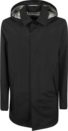 Herno Paclite Hooded Raincoat - Heren - Parka Jassen - Zwart - S - Polyester - Jassen