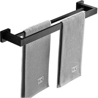 OEM Barra Doble Para Toallas, 40 Cm, Acero Inoxidable Negro Mate, Ba&ntilde;o