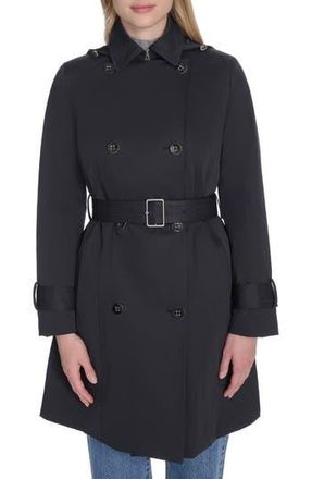 Cole Haan Water Resistant Twill Hooded Trench Coat in Navy at Nordstrom Rack, Size X-Small