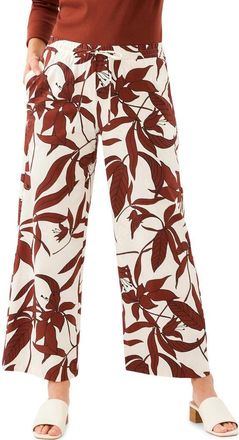 Karen Kane Floral Print Stretch Cotton Drawstring Wide Leg Pants at Nordstrom, Size X-Large