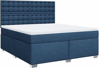 vidaXL Cama Box Spring Con Colch&oacute;n Tela Azul 180x200 Cm Vidaxl