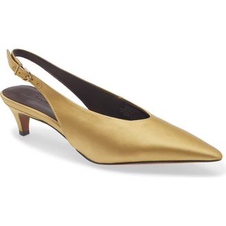 Madewell Emilie Slingback Satin Pump in Olive Grove at Nordstrom Rack, Size 7