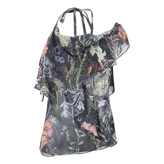 Alexander McQueen Meadow Floral Print Asymmetric Top - female - Alexander McQueen - Sleeveless Tops - Multicolor - XS - Tops
